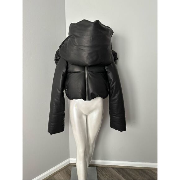NWT Rick Owens Strobe FW 22 Knot Padded Pebbled-leather Down Jacket Sz 4 $8515 - Picture 4 of 14